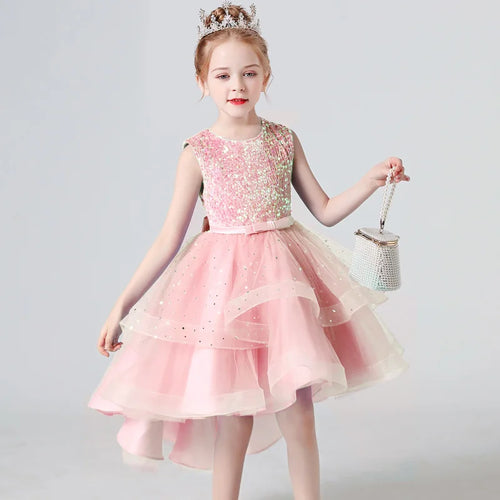 2023 Hot style Summer Sequin Lace Tuxedo Wedding Dress for girls 3-13
