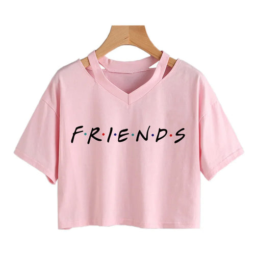 Cropped Friends TV Show Best Friends Letter Print T-shirt Y2K Short