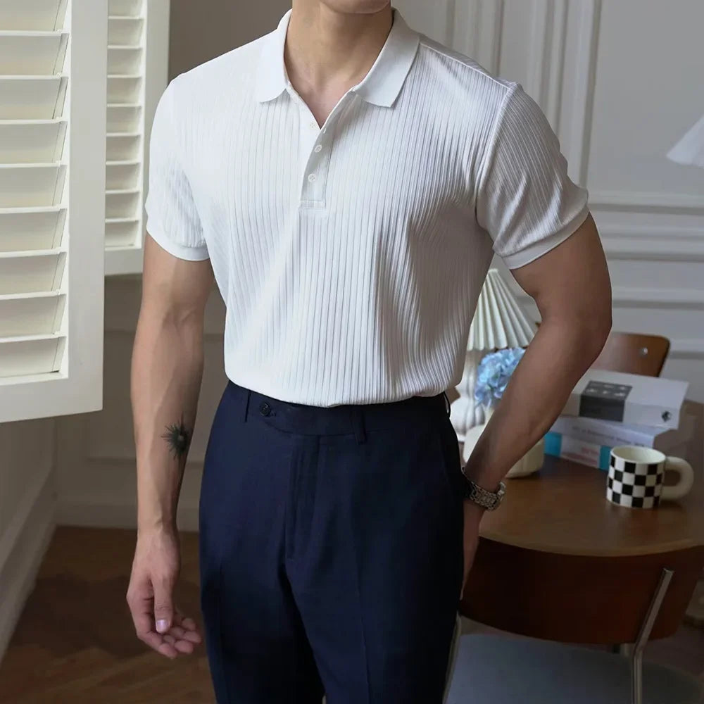 Men's Summer Short-sleeved Polo Slim Casual Sportswear Hundred Stretch
