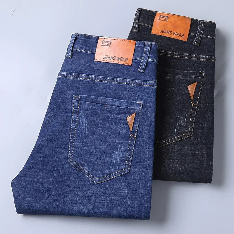 2026 New Korean Men's Casual Long Jeans Classic Man Straight Denim