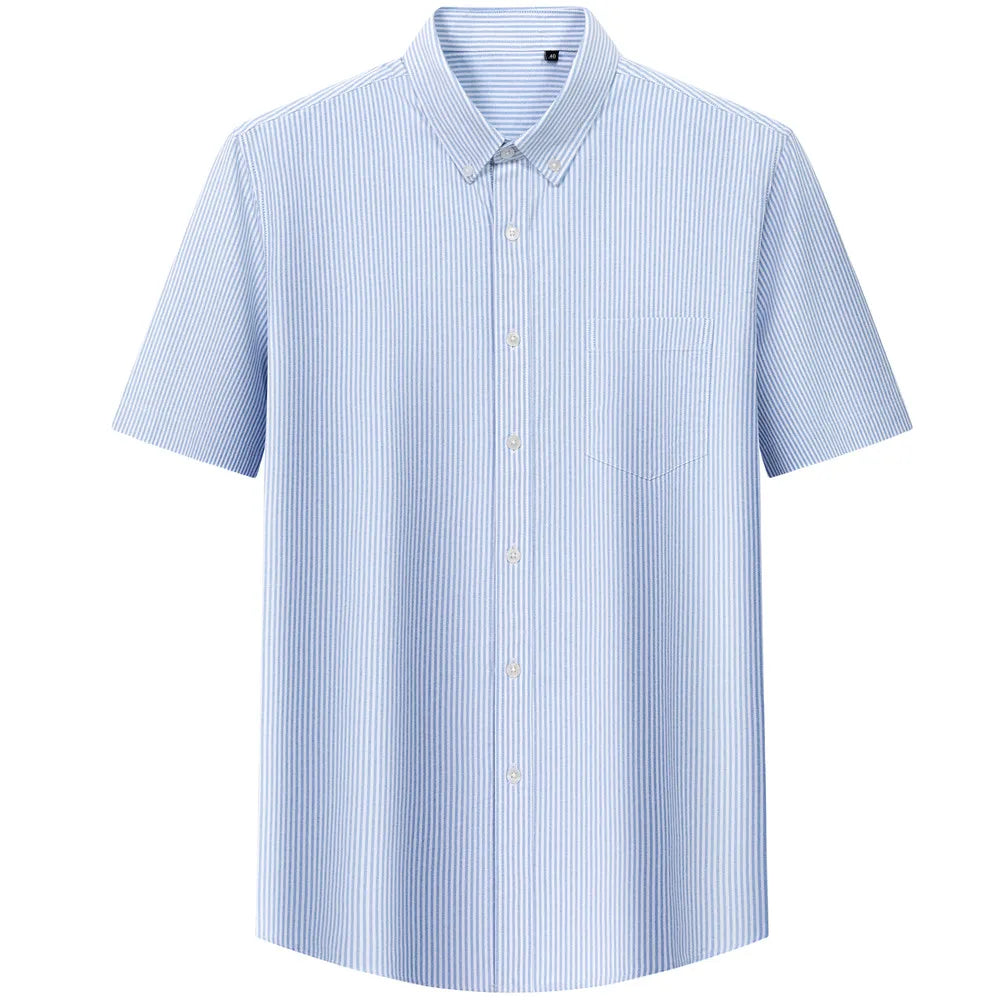 Plus S-5XL Men Formal Shirt Short Sleeve Office Summer Solid Color