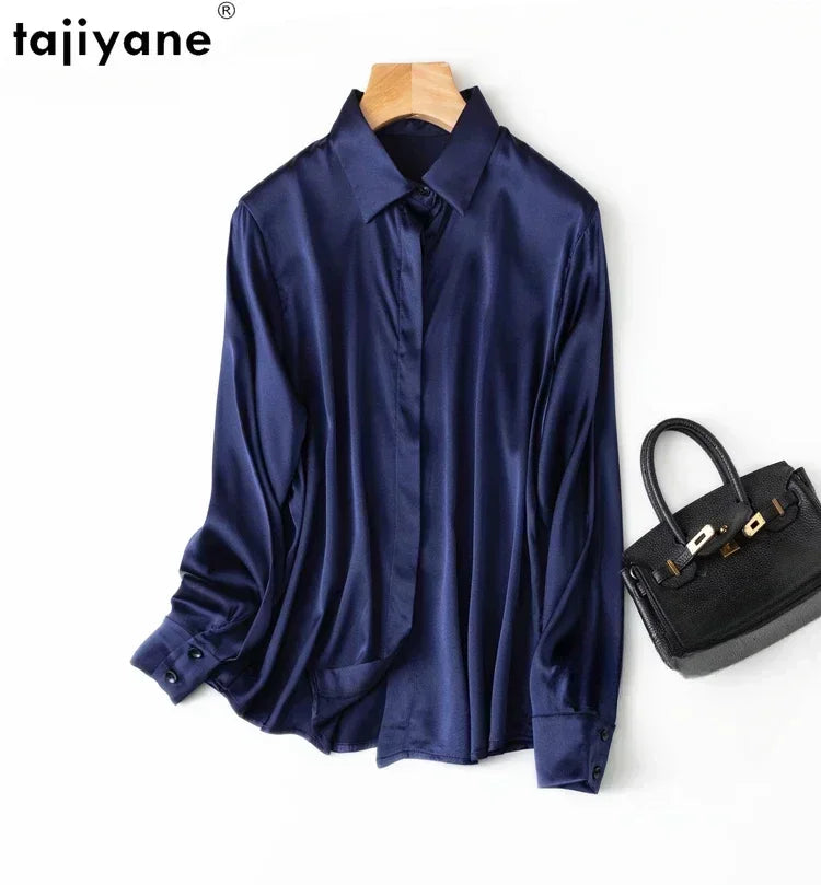 Tajiyane Women's 93% Mulberry Silk 7% Spandex 19 momme satin Silk