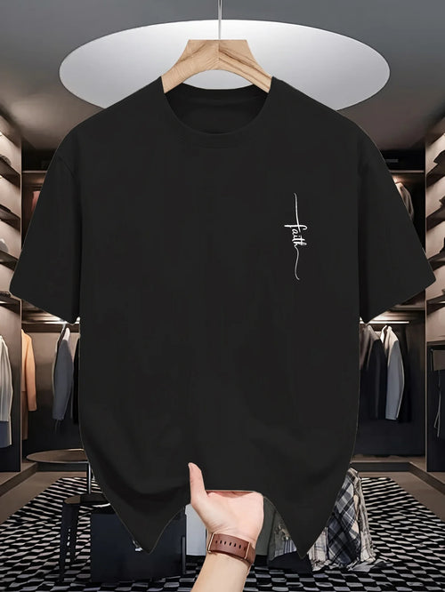 100% pure cotton men's casual loose fashion faith pattern print