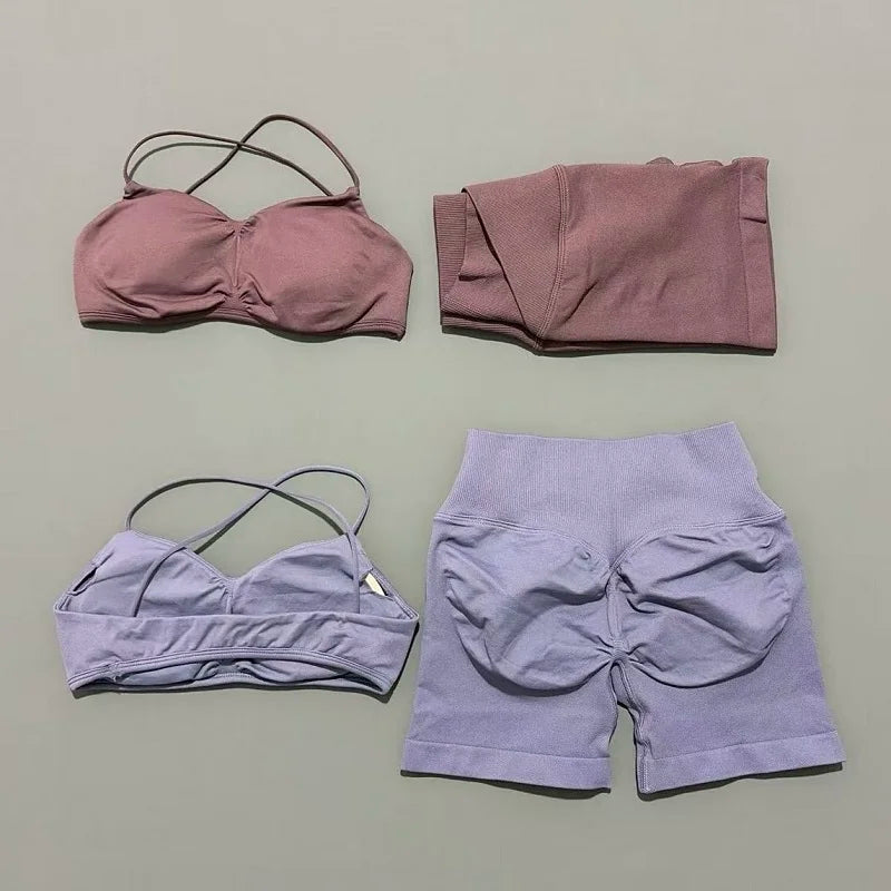 2 Piece Vision Gym Set Women Yoga Crop Top High Waist Scrunch Seamless