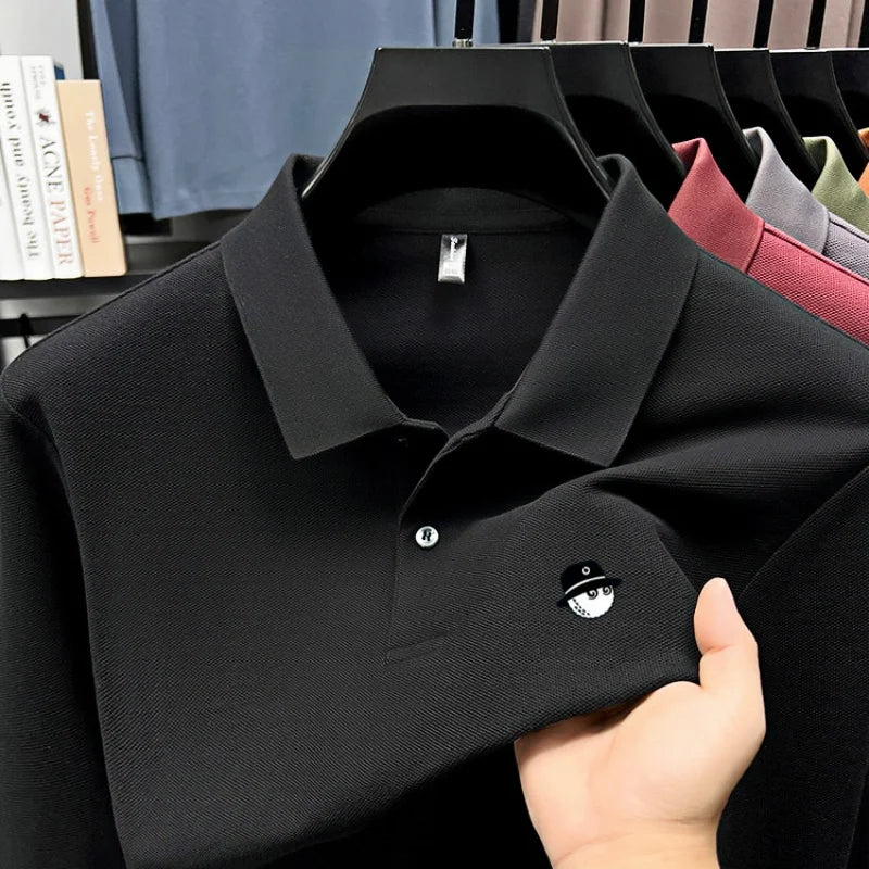 Men's Summer High-End Golf Short-Sleeved Polo Shirt with Collar,Solid