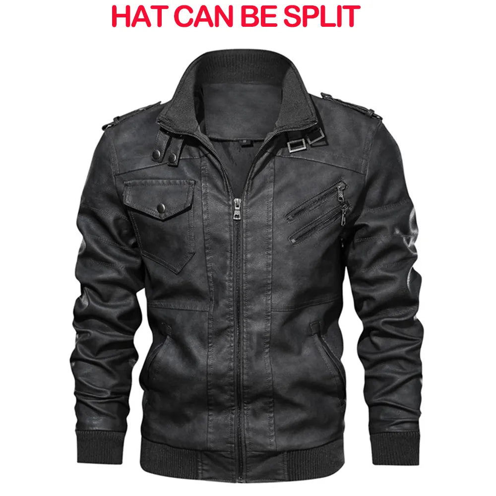 KB New Men's Leather Jackets Autumn Casual Motorcycle PU Jacket Biker