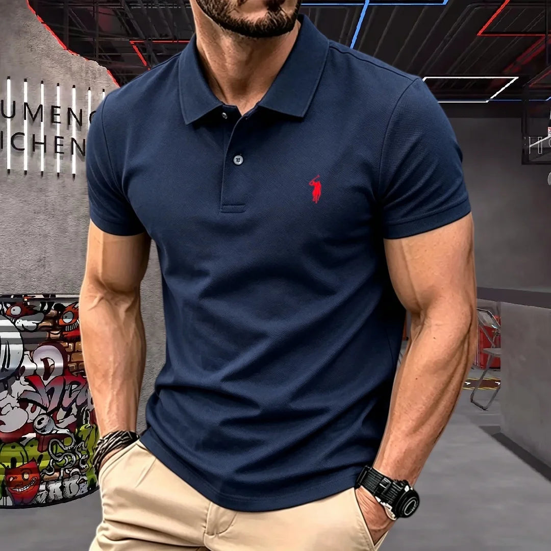 100% pure cotton high-end brand men's short sleeve polo shirt 2026