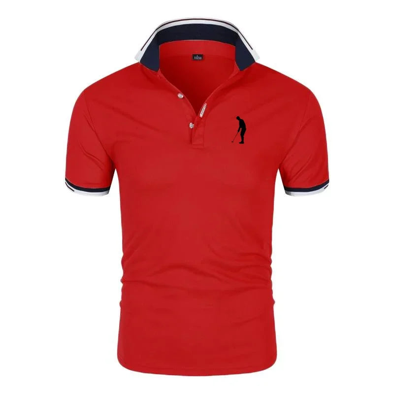Golf T-shirt for Men Lapel Short Sleeve Breathable POLO Shirt Button