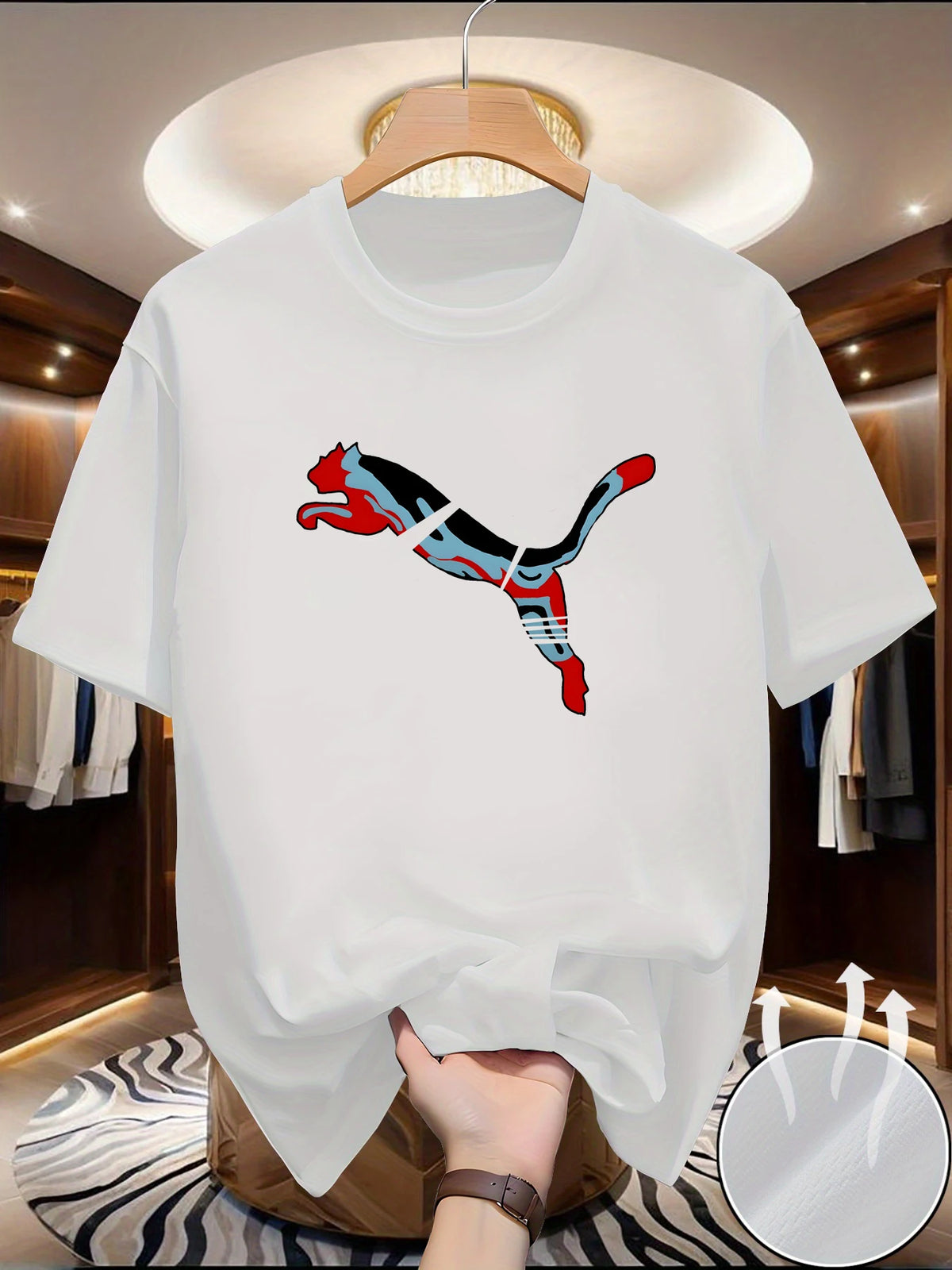 Men's summer quick drying mesh T-shirt with animal world pattern