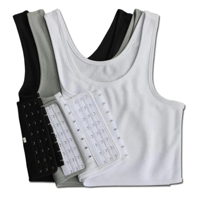 Flat Breast Binder Underwear Women Seamless Side Buckle Shorts Vest