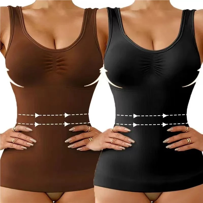 2pcs Women Tummy Control Shapewear Breathable 3-IN-1 With Padded Bra
