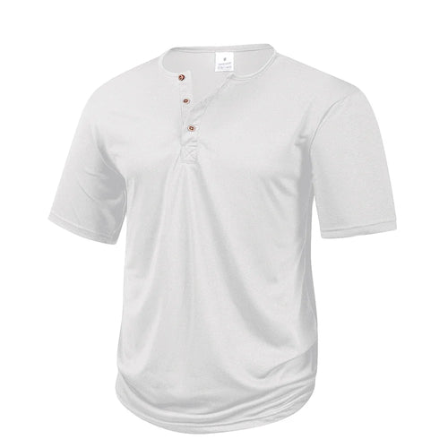 Men's Casual  Henry T Shirt Summer Brown Button Solid Color Polo Short