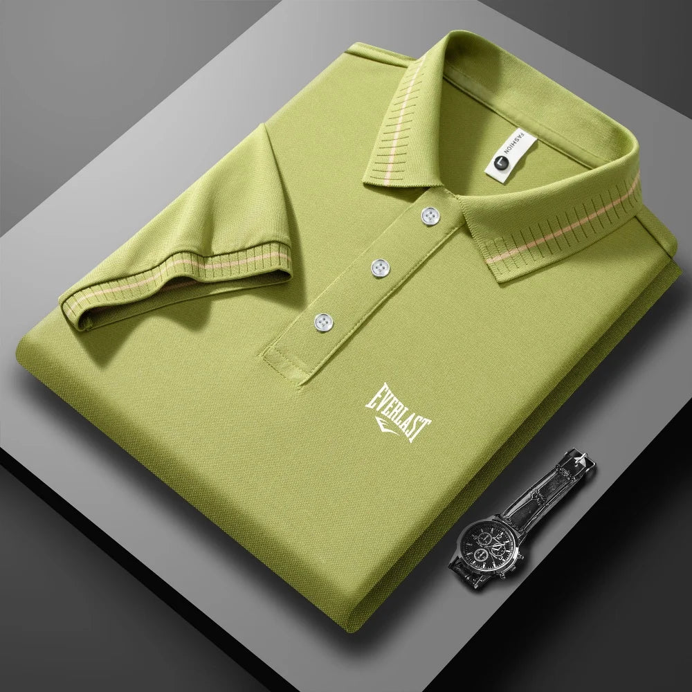 Luxury Brand Letter Embossed Short Sleeve Polo Shirt Men Summer
