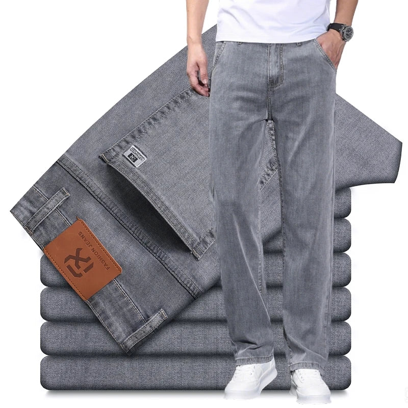 Plus Size 2026 Summer Brand Men's Straight Fit Loose Lyocell