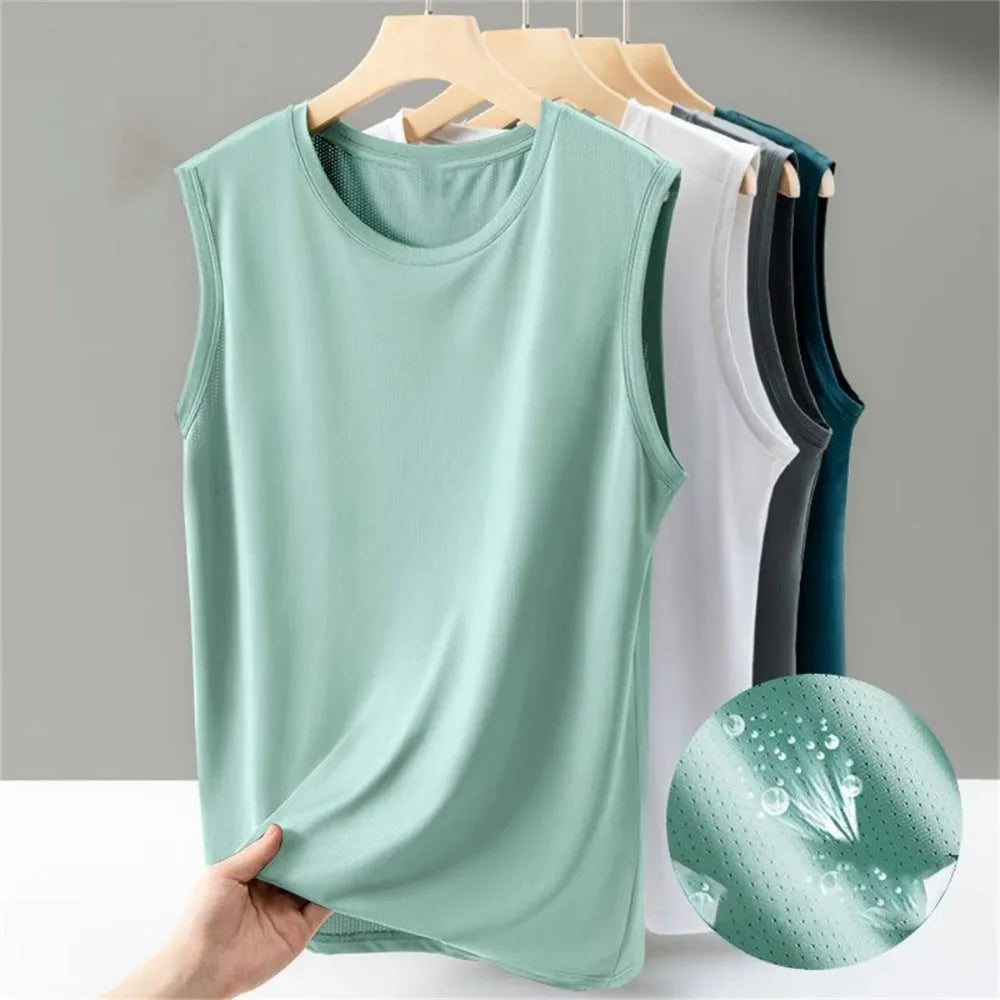2026 Men's Ice Silk Mesh Tank Tops Gym Stringer Transparent