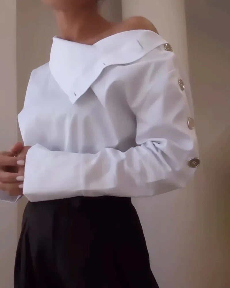 Spring Shirt New Stripe Long Sleeved Top For Women Elegant Office Lady
