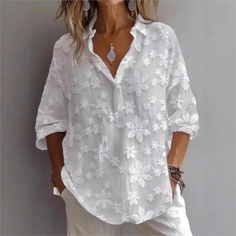 Fashion Blouses Women's Simple And Casual Solid Color V-neck