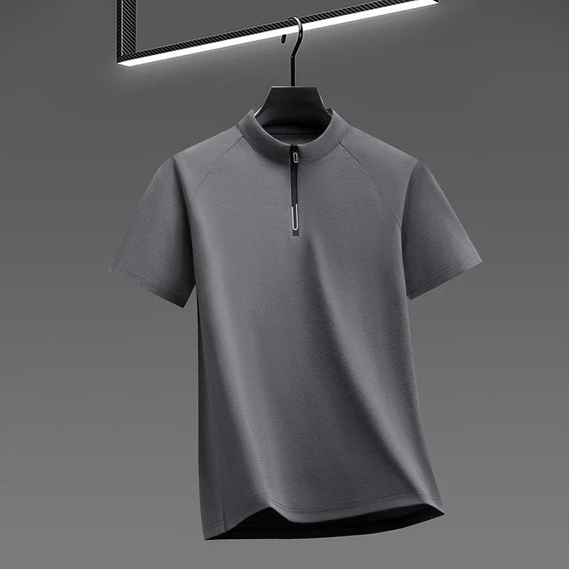 Summer Men's Casual Half Zip T Shirt Lightweight Breathable Fabric