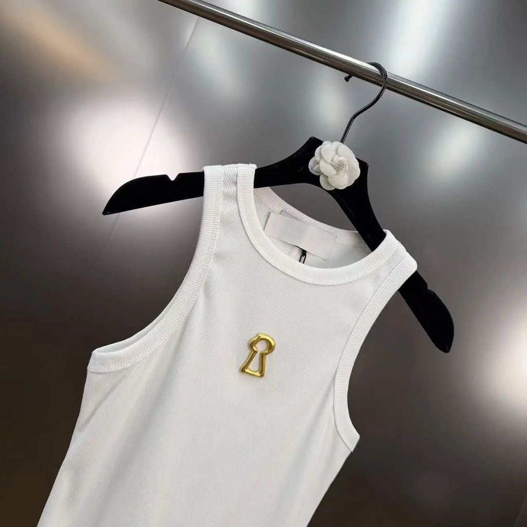 Cotton Tight Fitting Versatile Tanks Camisole Top Women's Round Neck