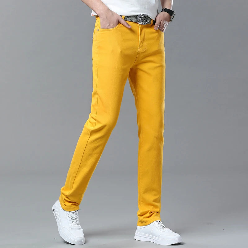 Spring New Men's Casual Jeans Fashion Korean Elastic Cotton Denim