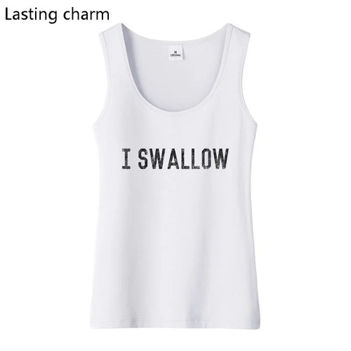 I Swallow Fashion Inscriptions Print Y2k Tank Top Hot Wife Funny Sexy