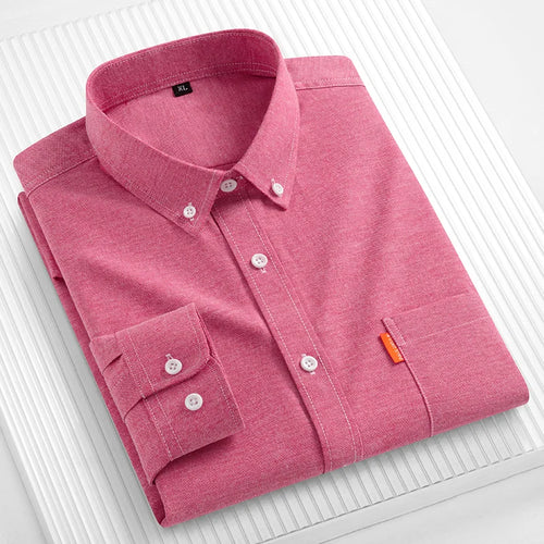 Oversized 5XL 100% Cotton Mens Dress Shirts Long Sleeve Casual Solid