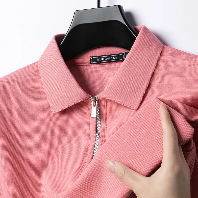 Summer New Men's Casual Slim Fit Polo Shirt Flip Collar Breathable