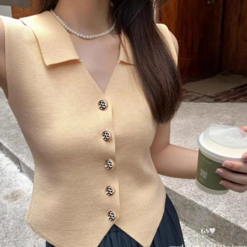 Women's Summer Mock Neck Sleeveless Knit Top, Slim Fit Gray Tank Top,