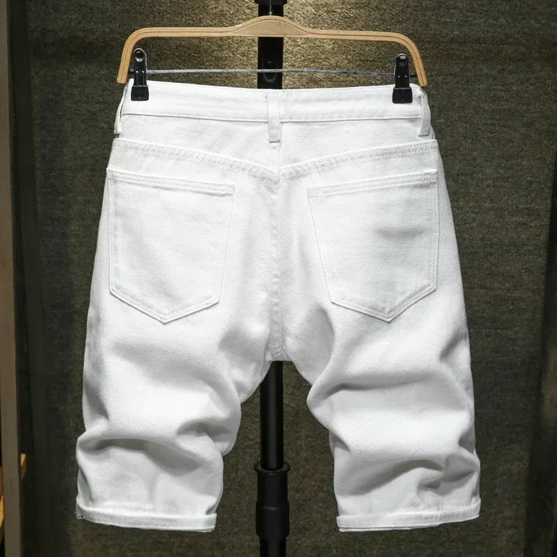 2024 New Summer Men's Casual Fashion Straight Denim Shorts Simple