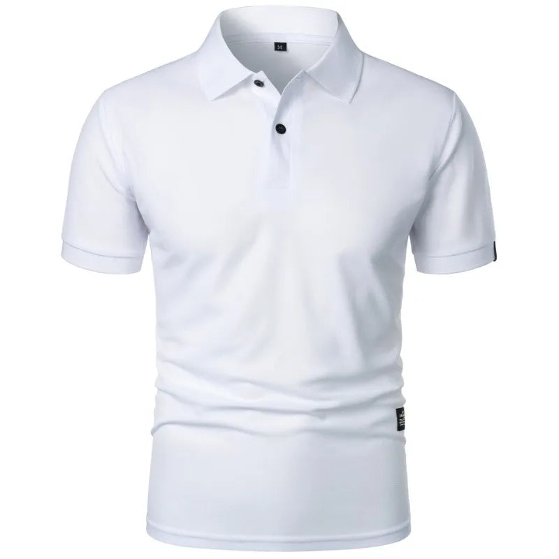 New Solid Color Polo Shirt Men's Short Sleeve Button Tshirts Lapel