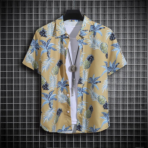 Men's Summer Short Sleeve Printed Shirt Thin Beach Shirt Men's