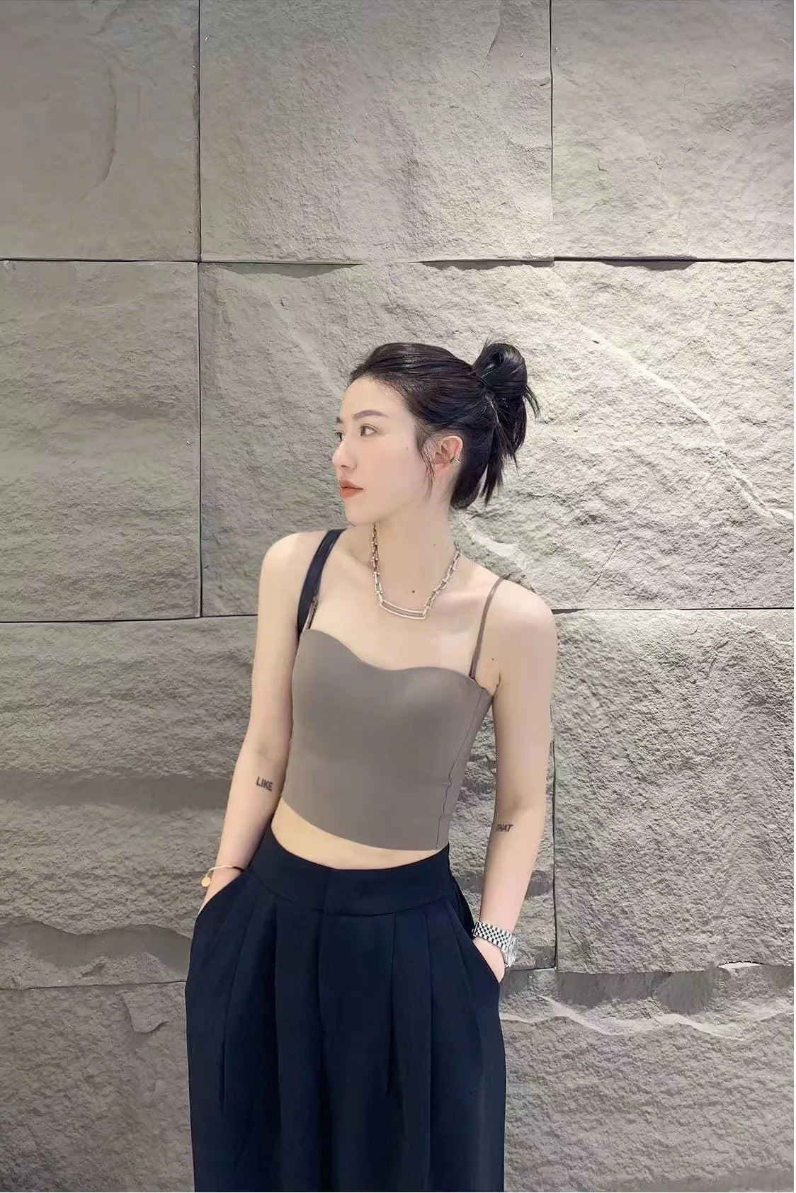 1pc Popular Cool Solid Knitted Yoga Gym Tank Top Bra Seamless
