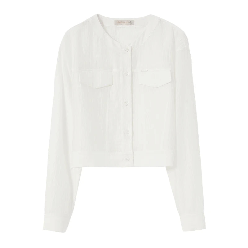 SENTUBILA Lyocell Women Shirt Shacket Single Breasted Long Sleeve Tops