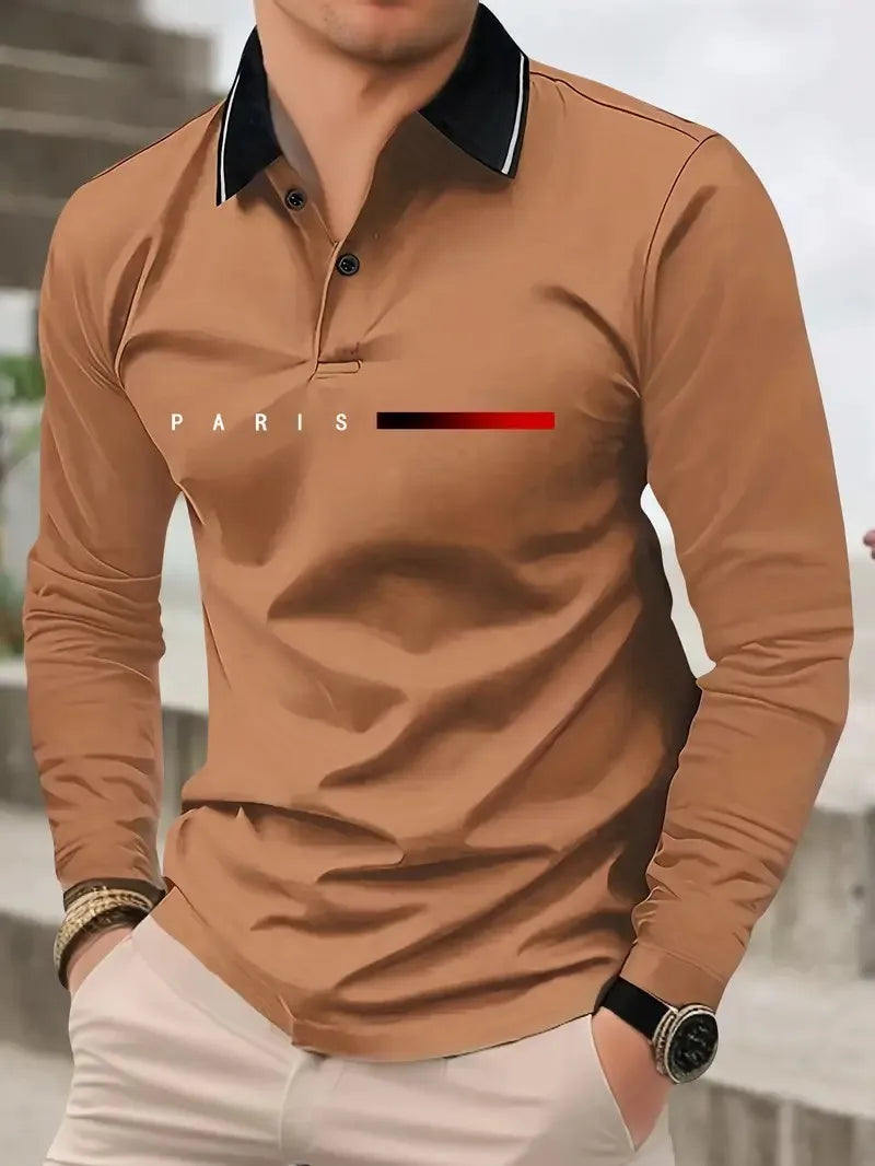 The new men's long-sleeved POLO shirt for Spring and Autumn 2025 is