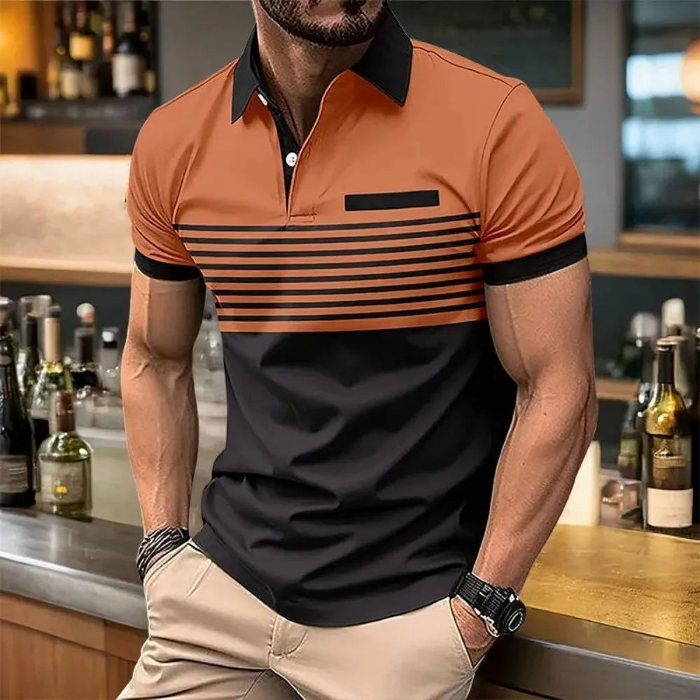 European and American men's summer fashion striped print comfortable