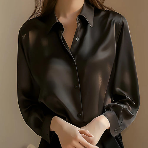 2024 Summer Trend Fashion Women's Casual Elegant Satin Long Sleeved