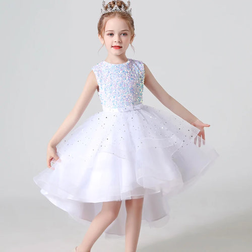 2023 Hot style Summer Sequin Lace Tuxedo Wedding Dress for girls 3-13