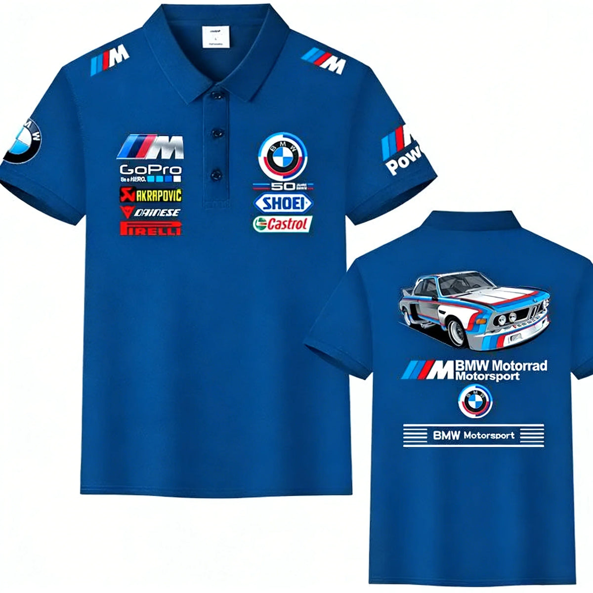 2026 Summer New Y2k BMW Power Polo Shirt for Men, Motorsport Print