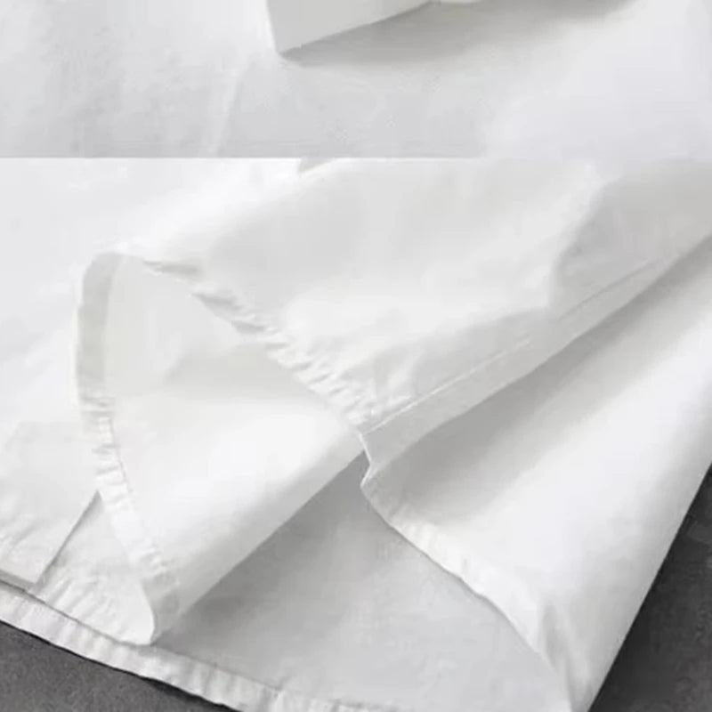 New Pure Cotton White Shirts Women Turn Down Collar Embroidered Long