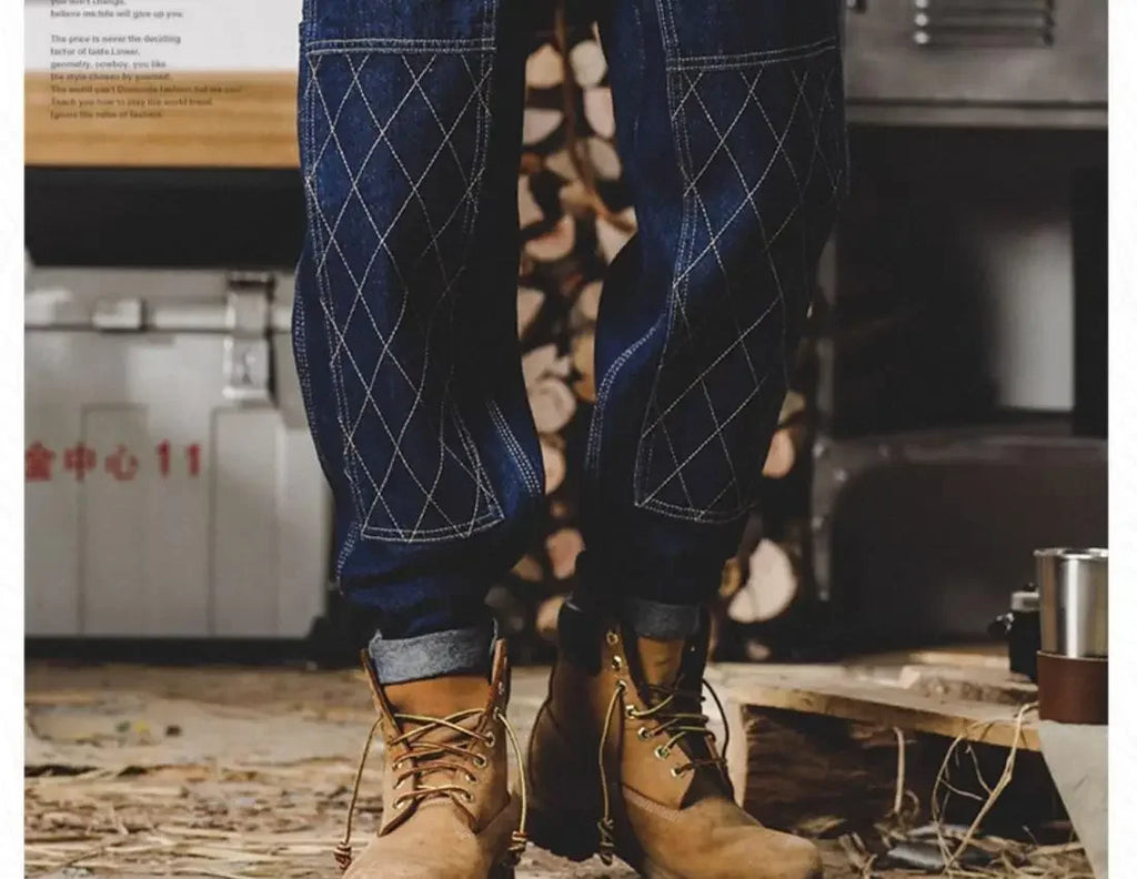 American Retro Work Jeans Men's Autumn Fashion Loose Open Thread