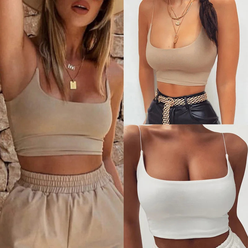Womens Summer Camis Tanks Tops Sleeveless Cotton Bustier Unpadded