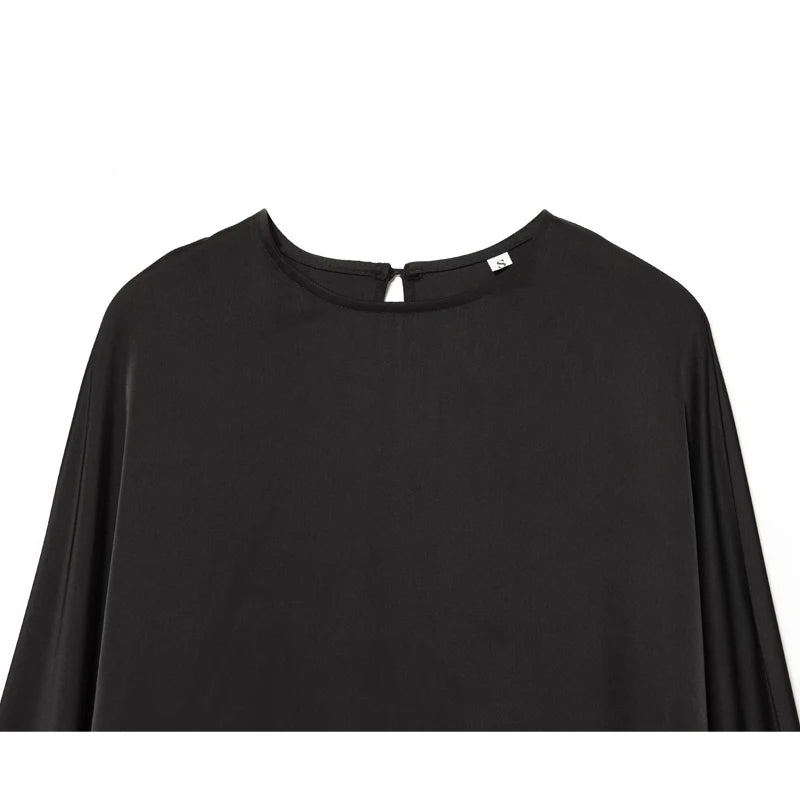 HXAO Women's Lace Blouse Asymmetric Long Black Blouse Woman Spring