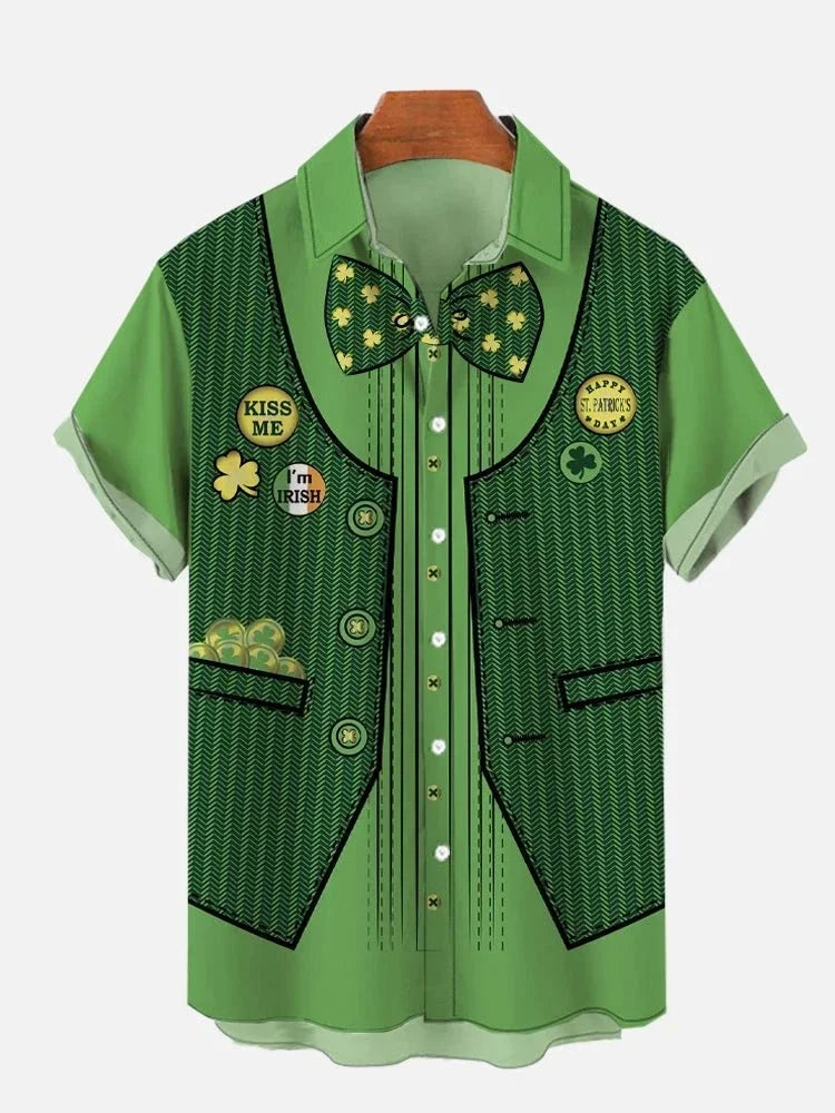 Full-Print Green St. Patricks Day Lucky Four-Leaf Clover Printing