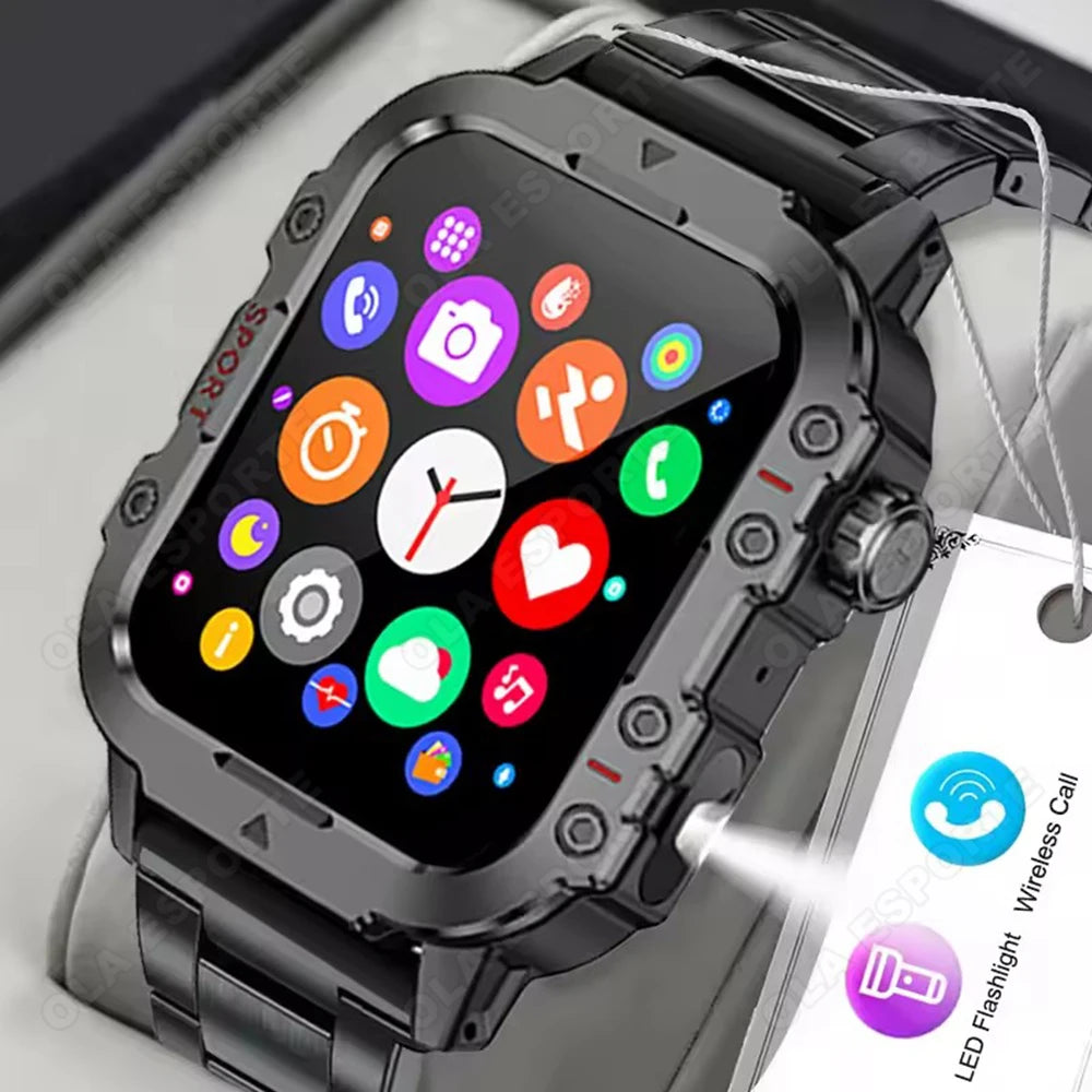 2025 New Military Smart Watch Men IP67 3ATM Waterproof Outdoor Sports