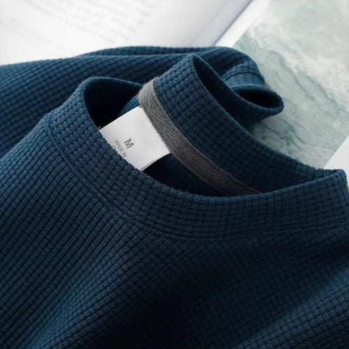Waffle Short Sleeved T-shirt for Men and Women Summer Japanese Round
