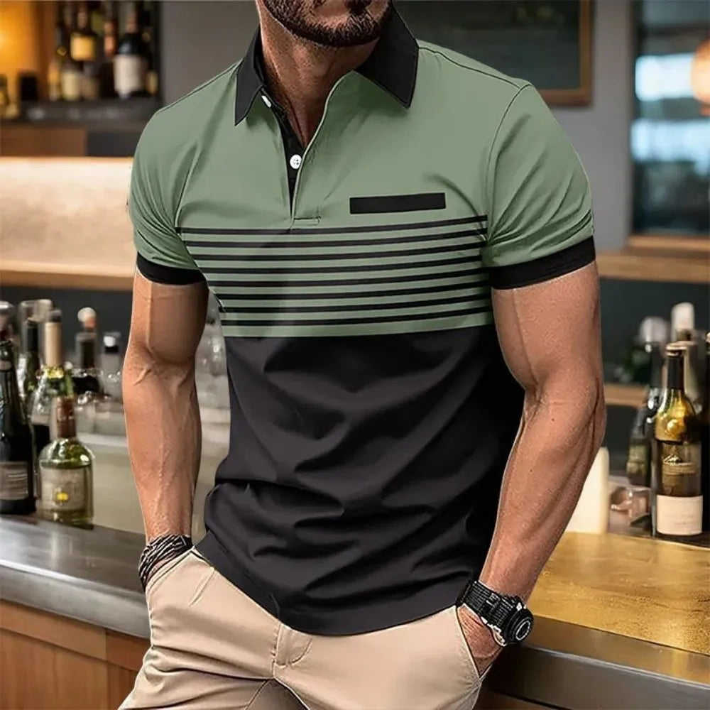European and American men's summer fashion striped print comfortable