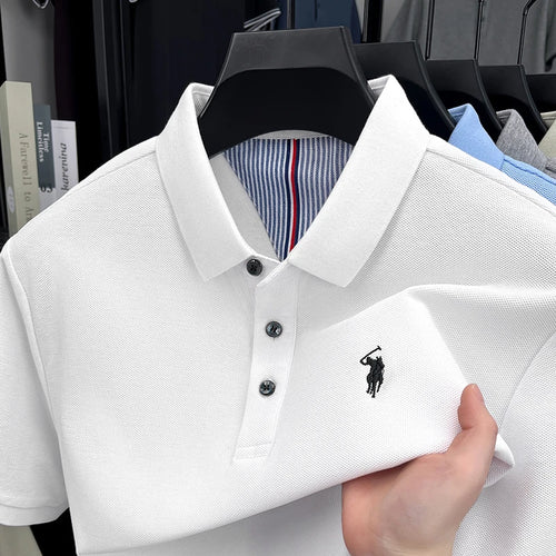 100% pure cotton high-end brand men's short sleeve polo shirt summer