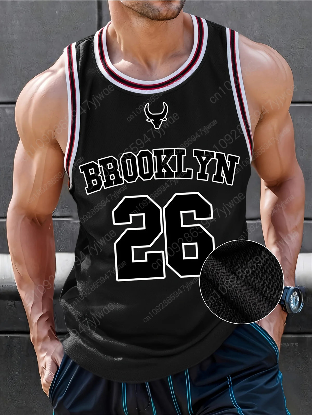 Brooklyn No.26 O-Neck Basketball Vest Loose Quick Drying Fabric