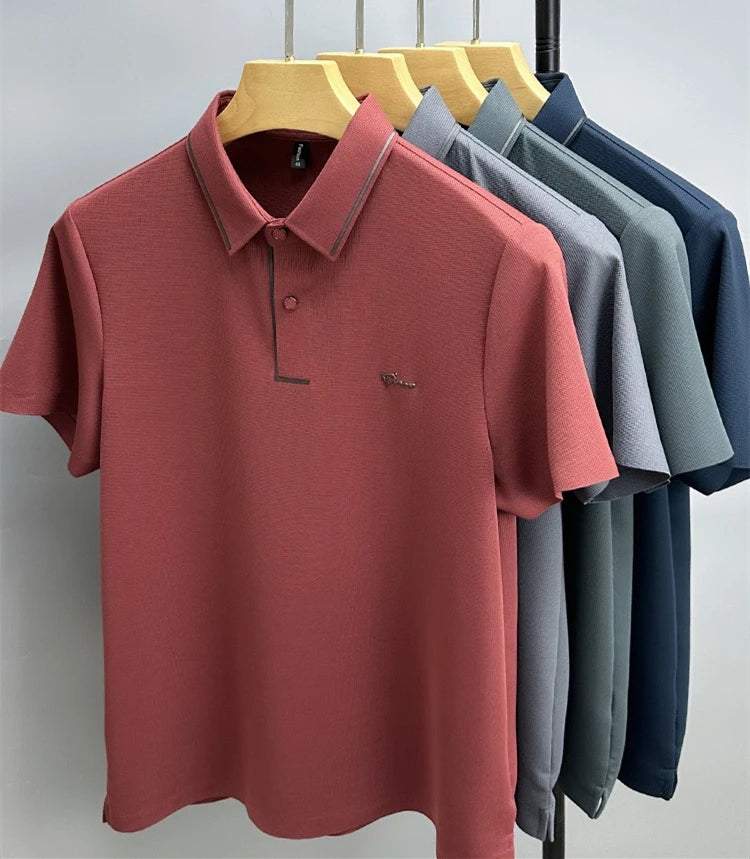 High quality letter embroidery short sleeve T-shirt men's lapel summer