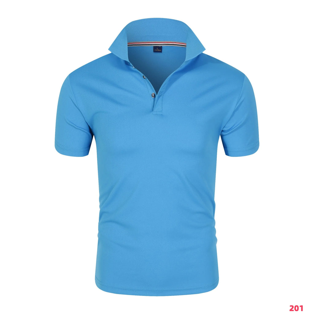 2025 New Men's Collar T-Shirt White Casual Short Sleeved Golf Collar